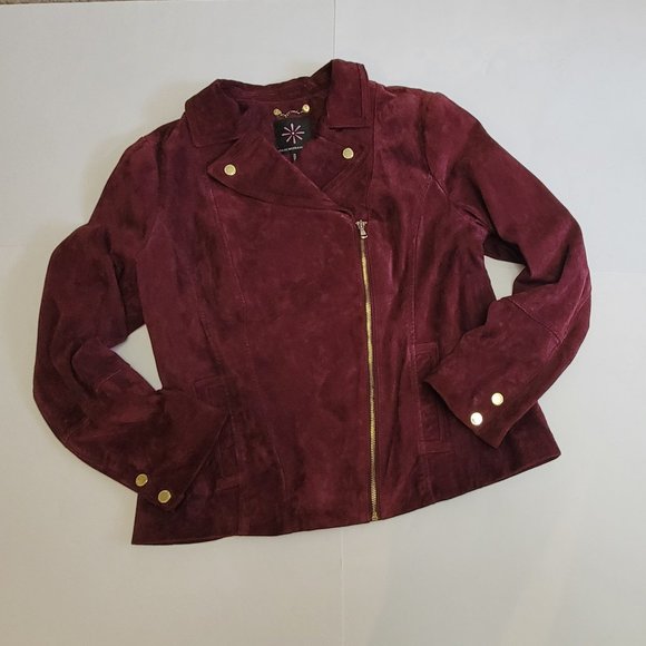 Isaac Mizrahi Burgundy Leather Jacket - Picture 4 of 16